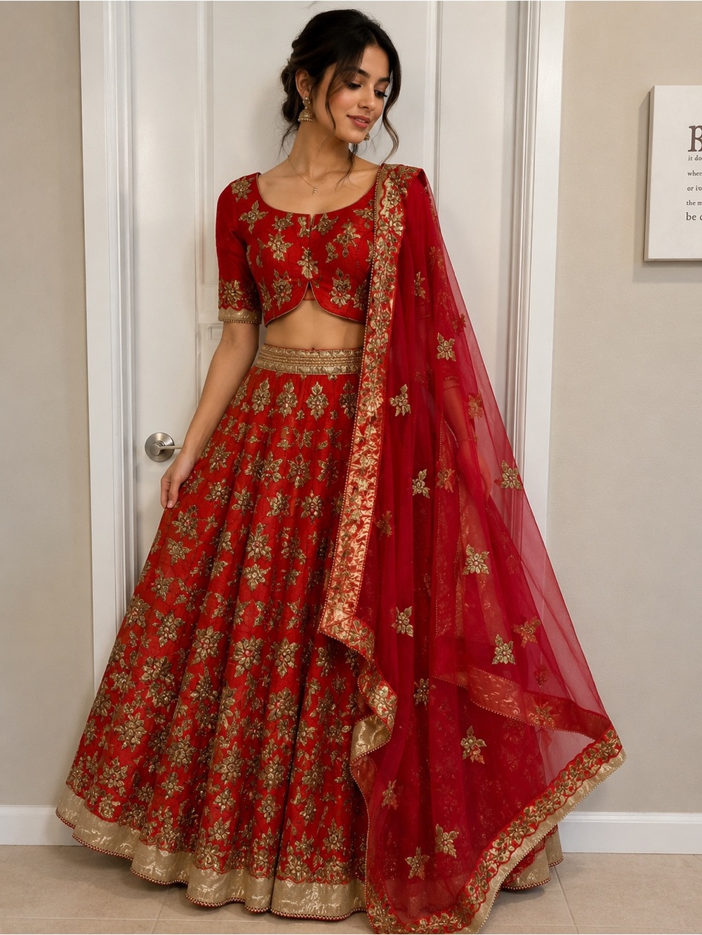 Red and gold lehenga brand new